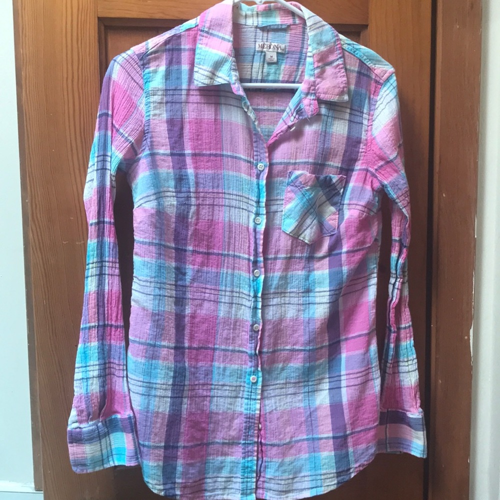 Pastel plaid button shirt by Merona